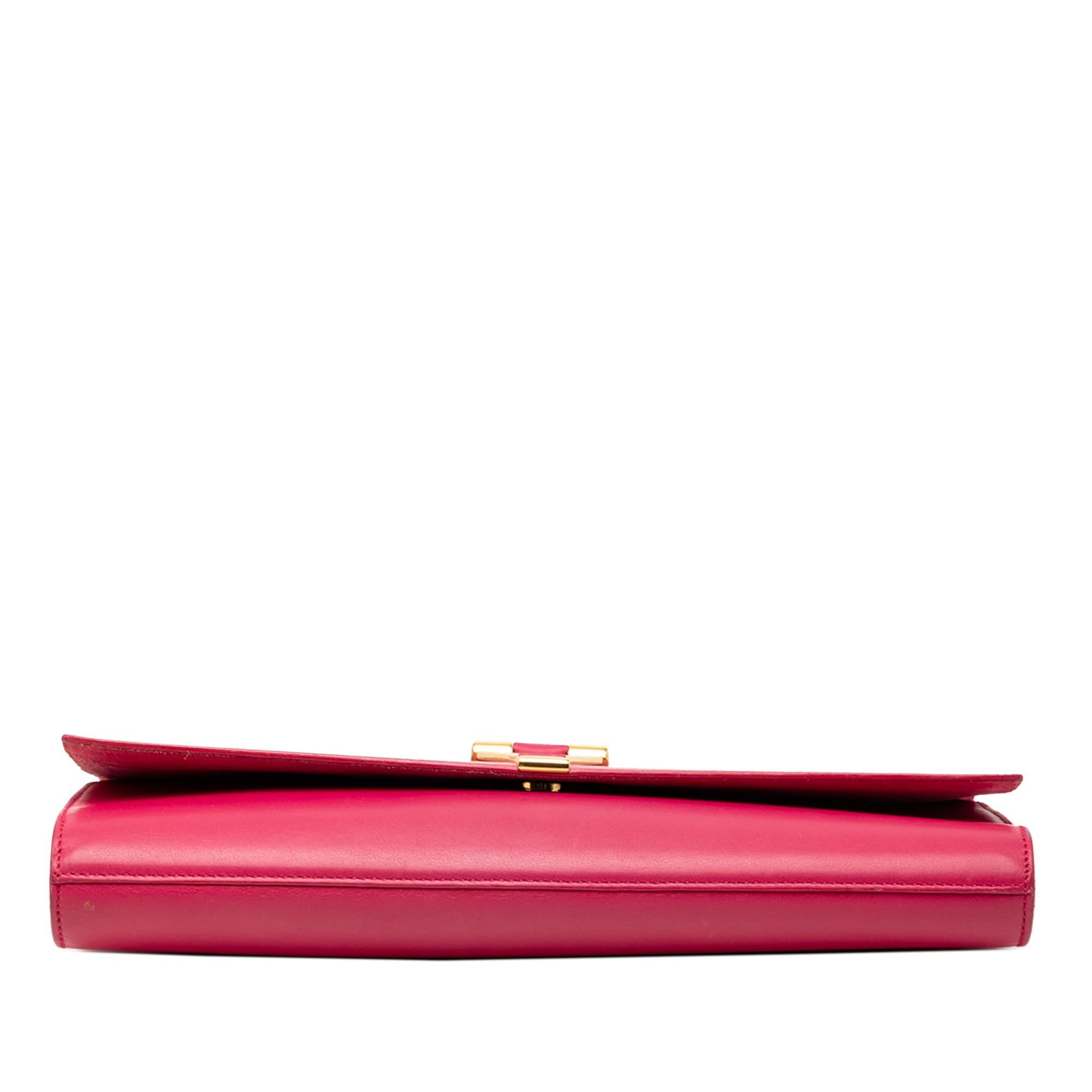 Saint Laurent Pink Leather Chyc Ligne Clutch
