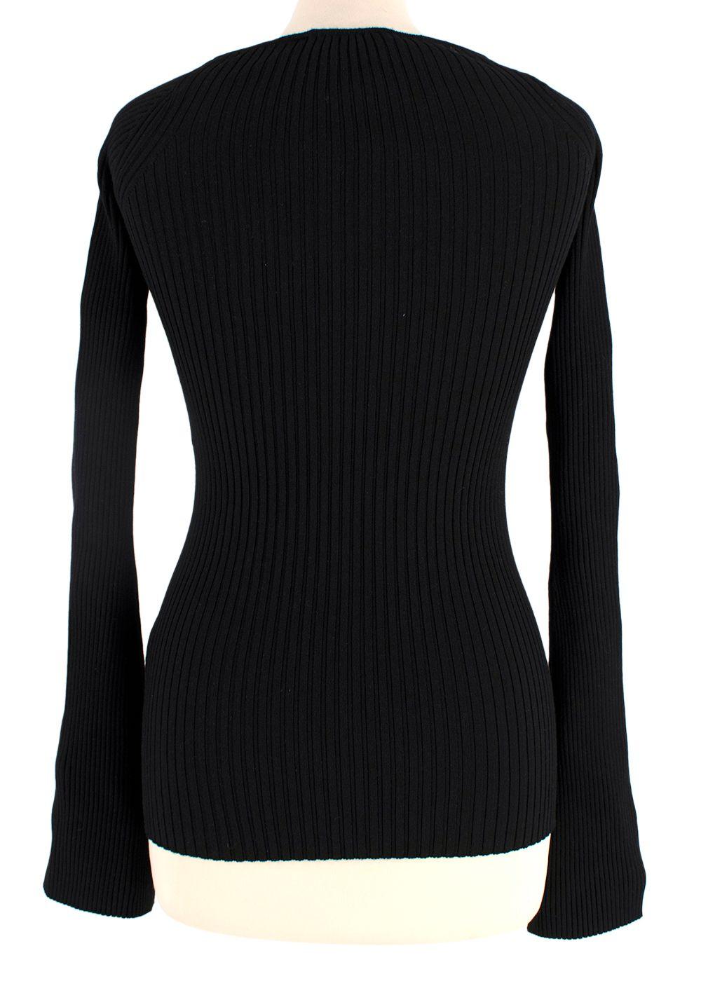 The Attico Black Ribbed Knit Halterneck Sweater