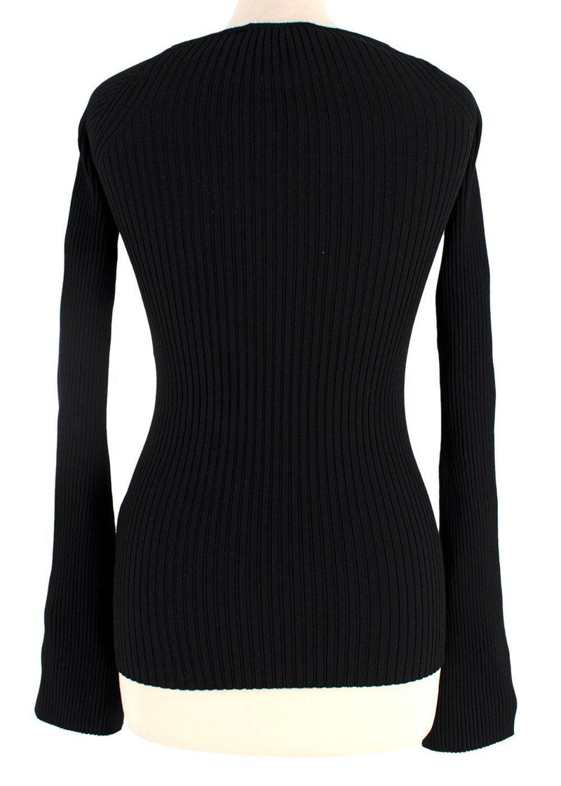 The Attico Black Ribbed Knit Halterneck Sweater