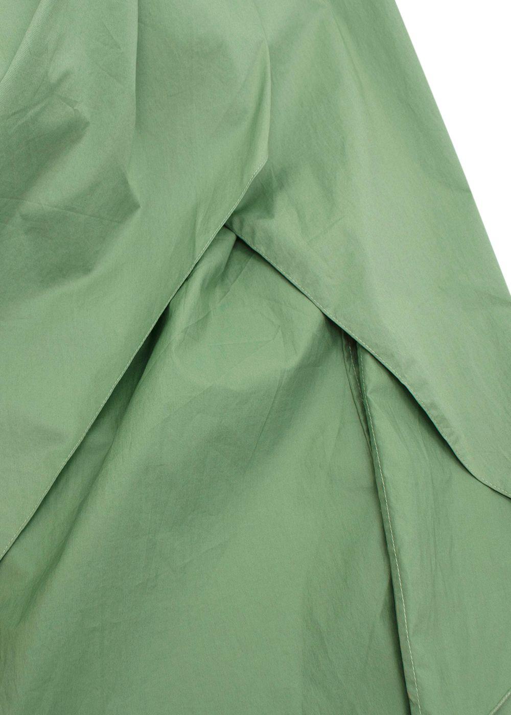 Persian Opulence Green Cotton Ruffled Dress