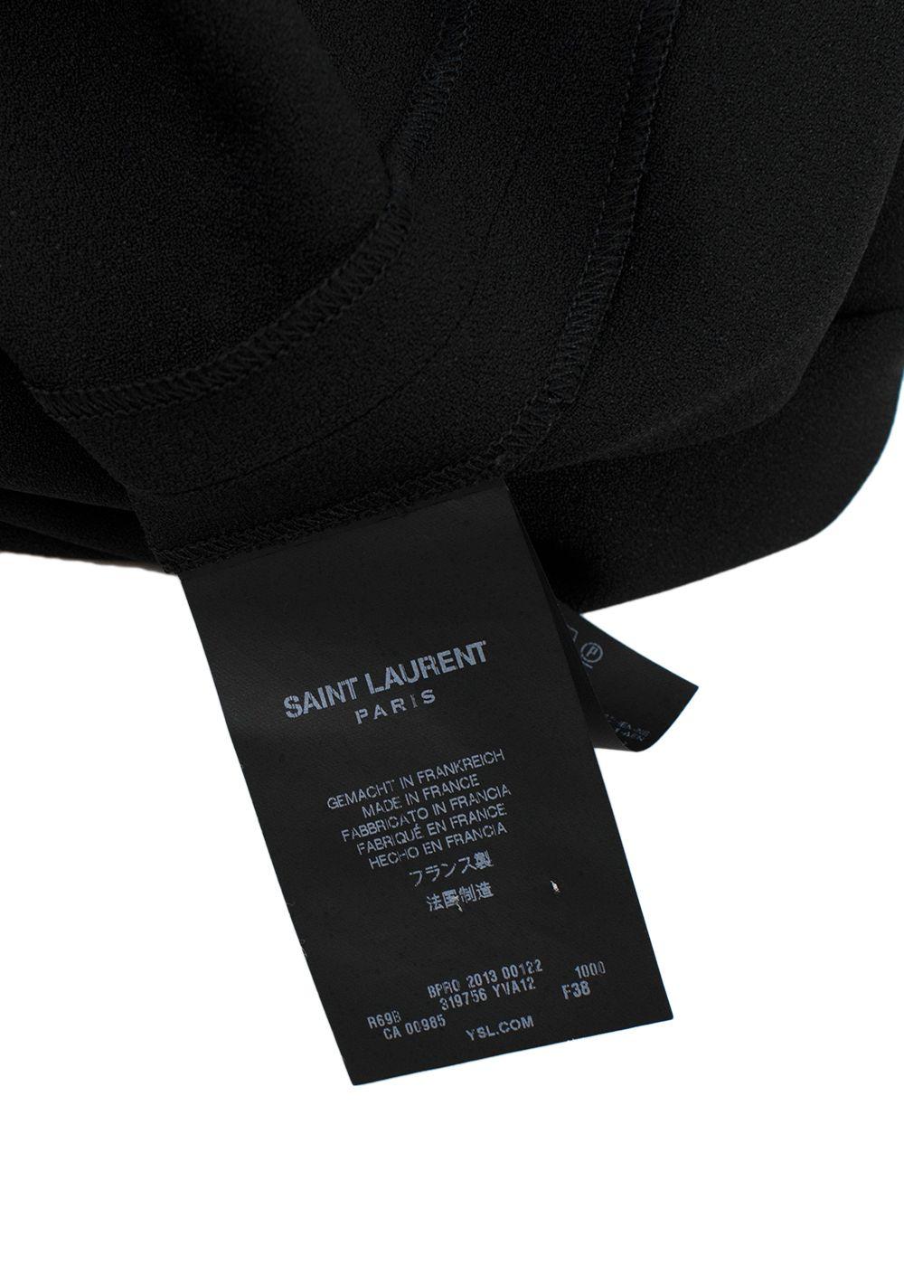 Saint Laurent Black Peter Pan Collar Mini Dress with Neck Tie Detail