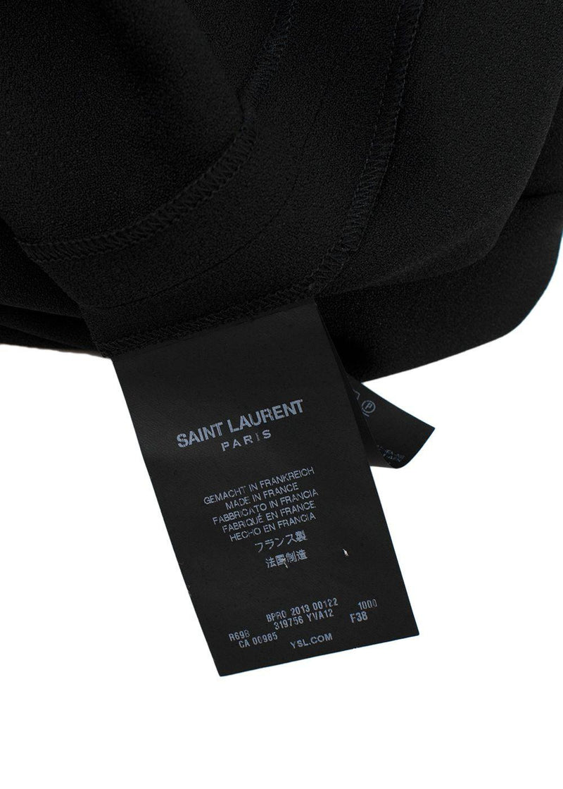 Saint Laurent Black Peter Pan Collar Mini Dress with Neck Tie Detail