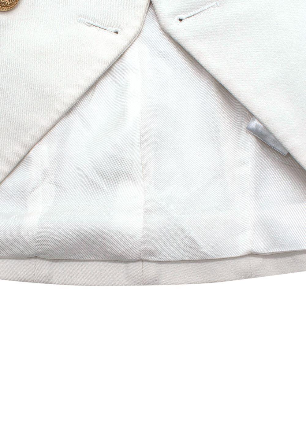 Balmain White Double Breasted Blazer with Gold Button Detail