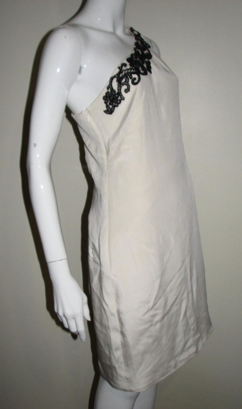 Marchesa Notte Ivory Silk One Shoulder Dress
