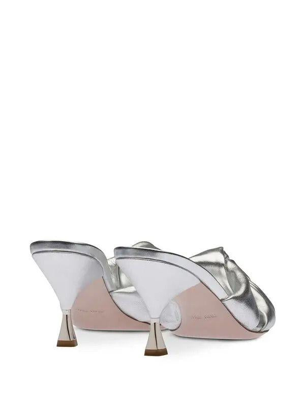 Miu Miu Silver Calf Leather Sandals
