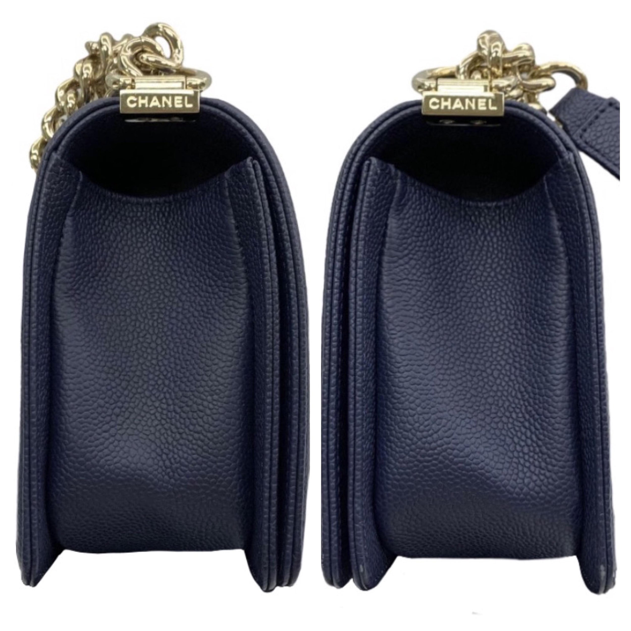 Chanel Navy Caviar Leather Medium Boy Bag