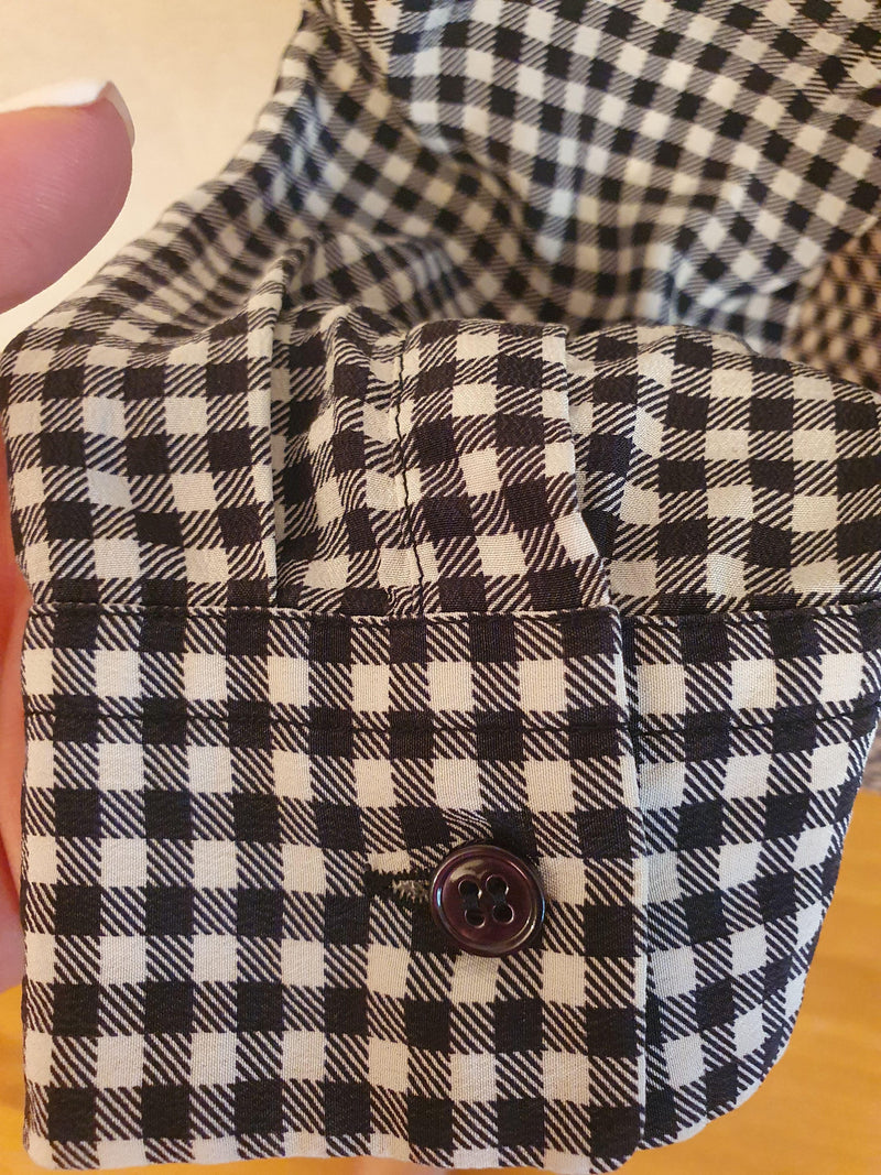 Black & white gingham silk crepe blouse