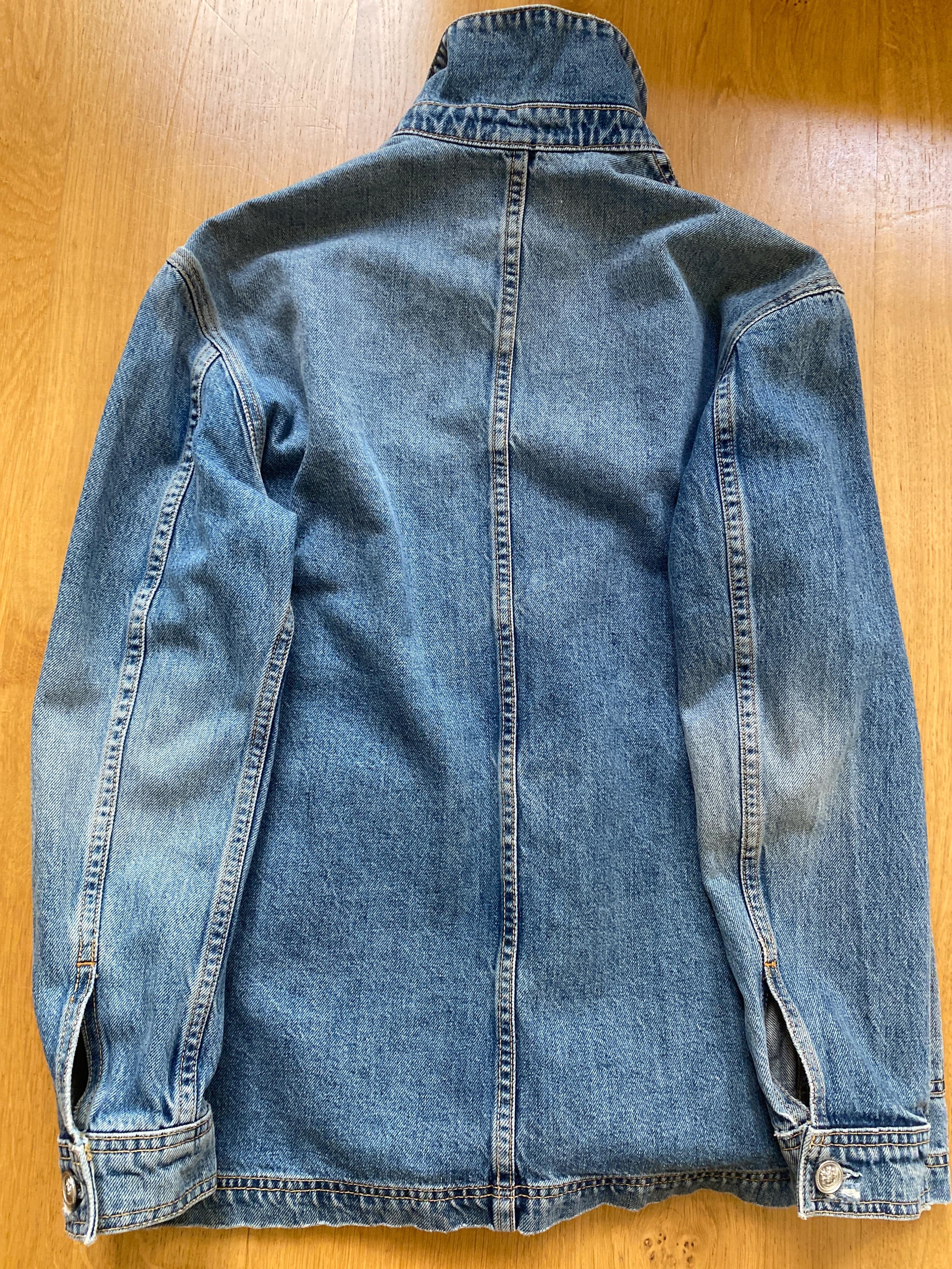 Distressed Denim Worker Utility Jacket