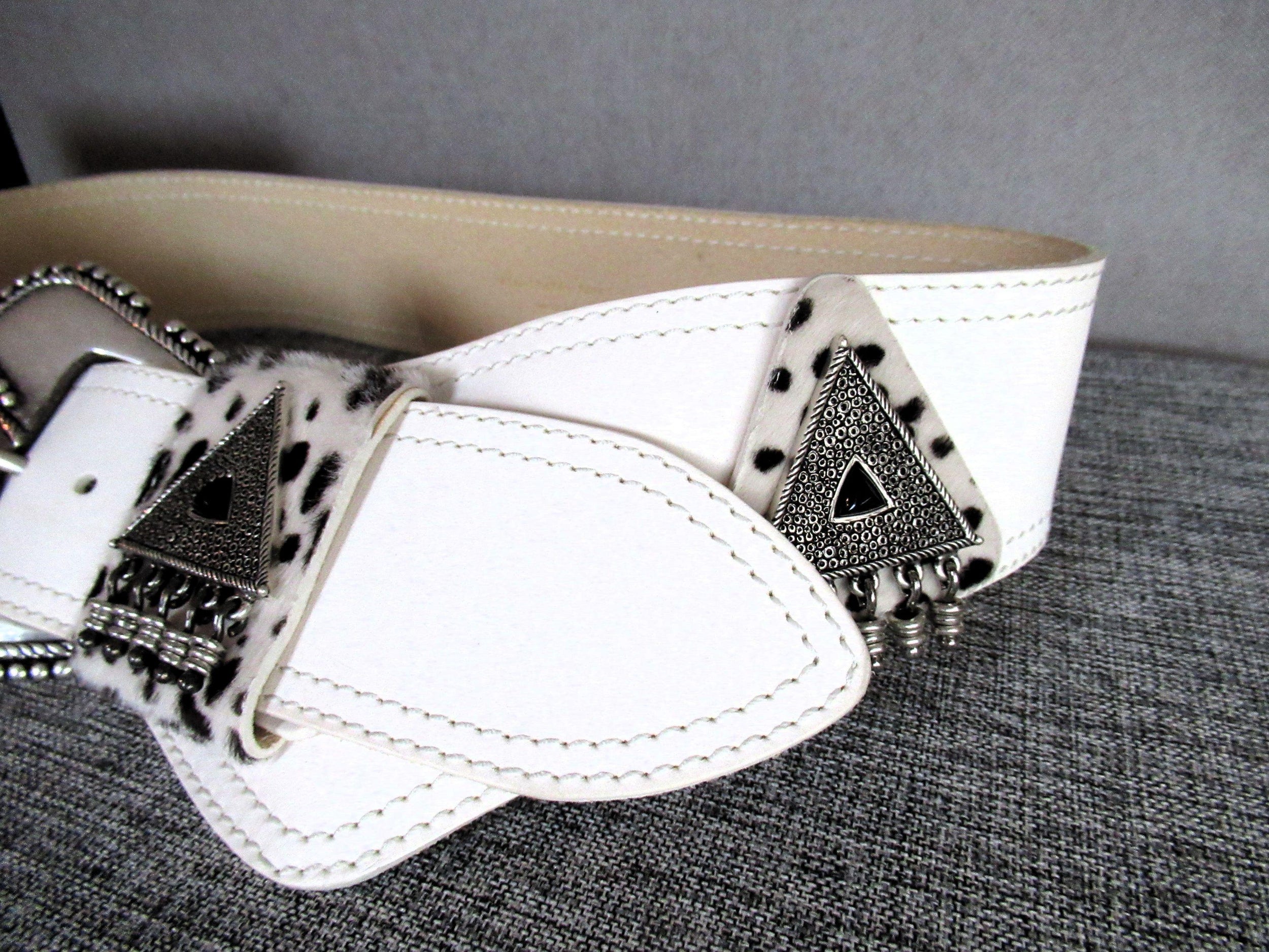 Saint Laurent White Leather Western Corset Belt