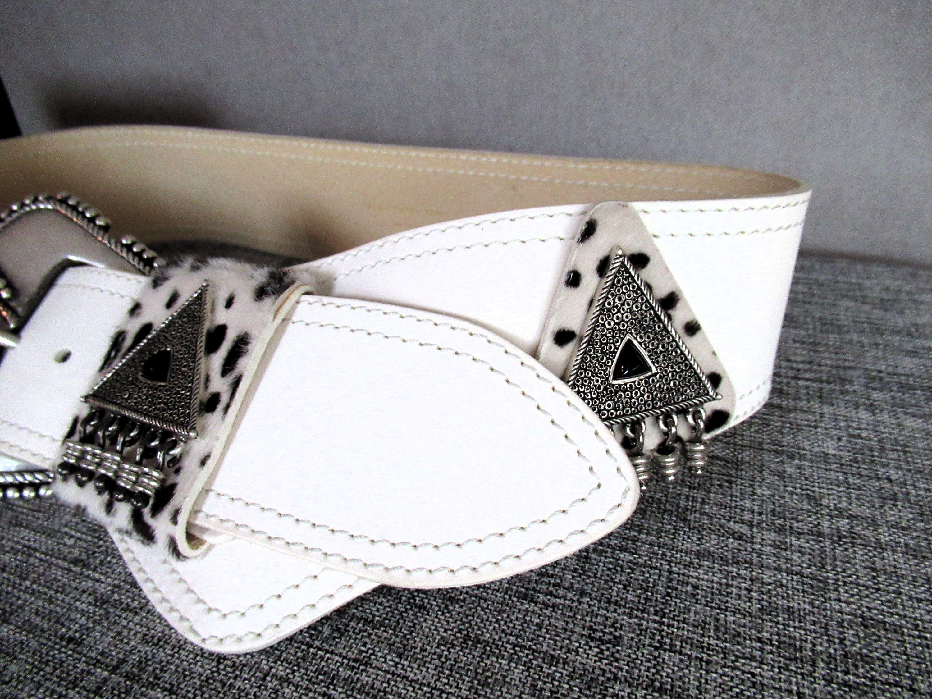 Saint Laurent White Leather Western Corset Belt