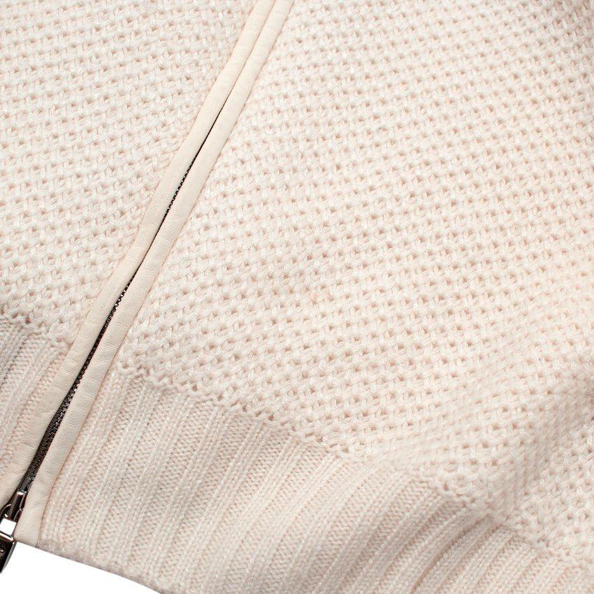Loro Piana Ivory Knitted Cashmere Blend Zip-Up Cardigan
