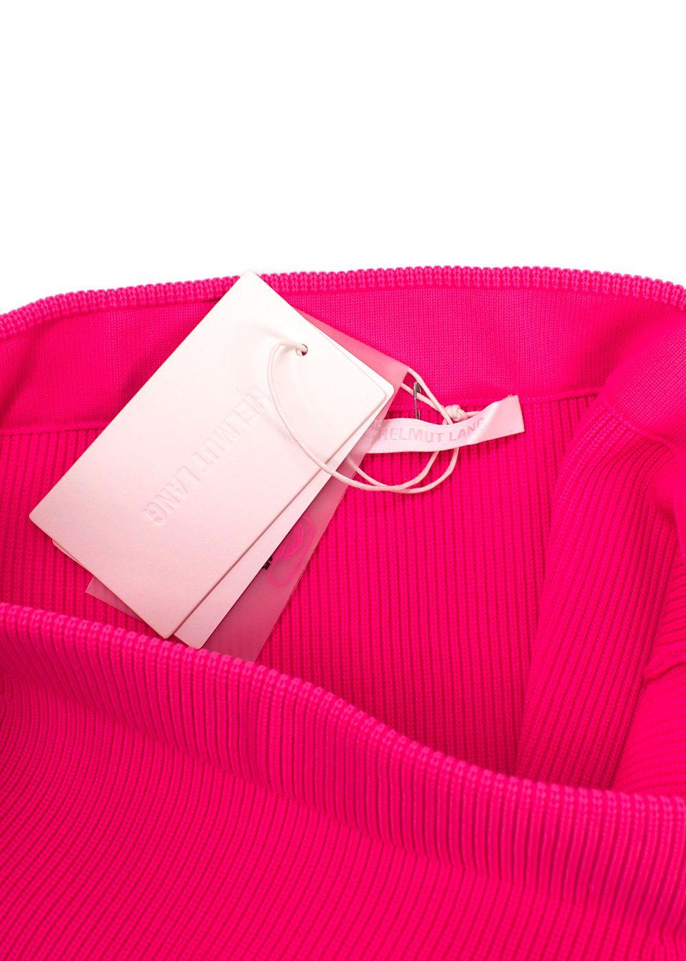 Helmut Lang Bright Pink Essential Crop Cardigan and Mini Skirt Set