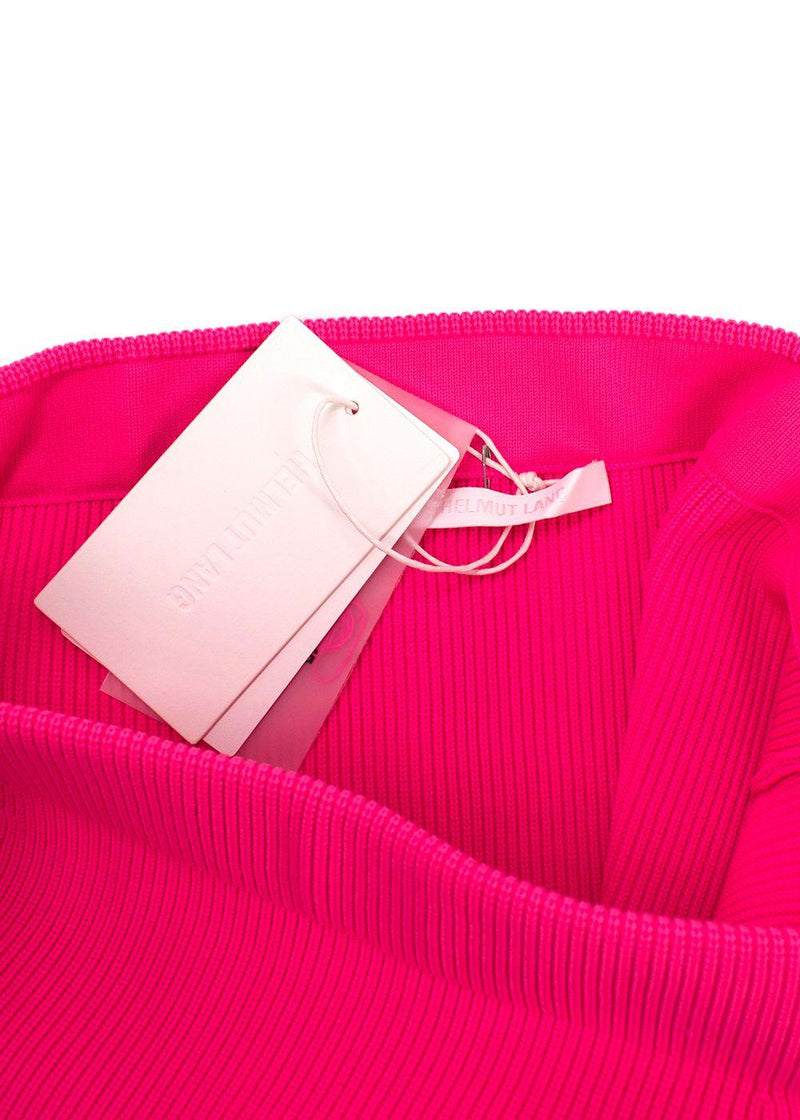 Helmut Lang Bright Pink Essential Crop Cardigan and Mini Skirt Set