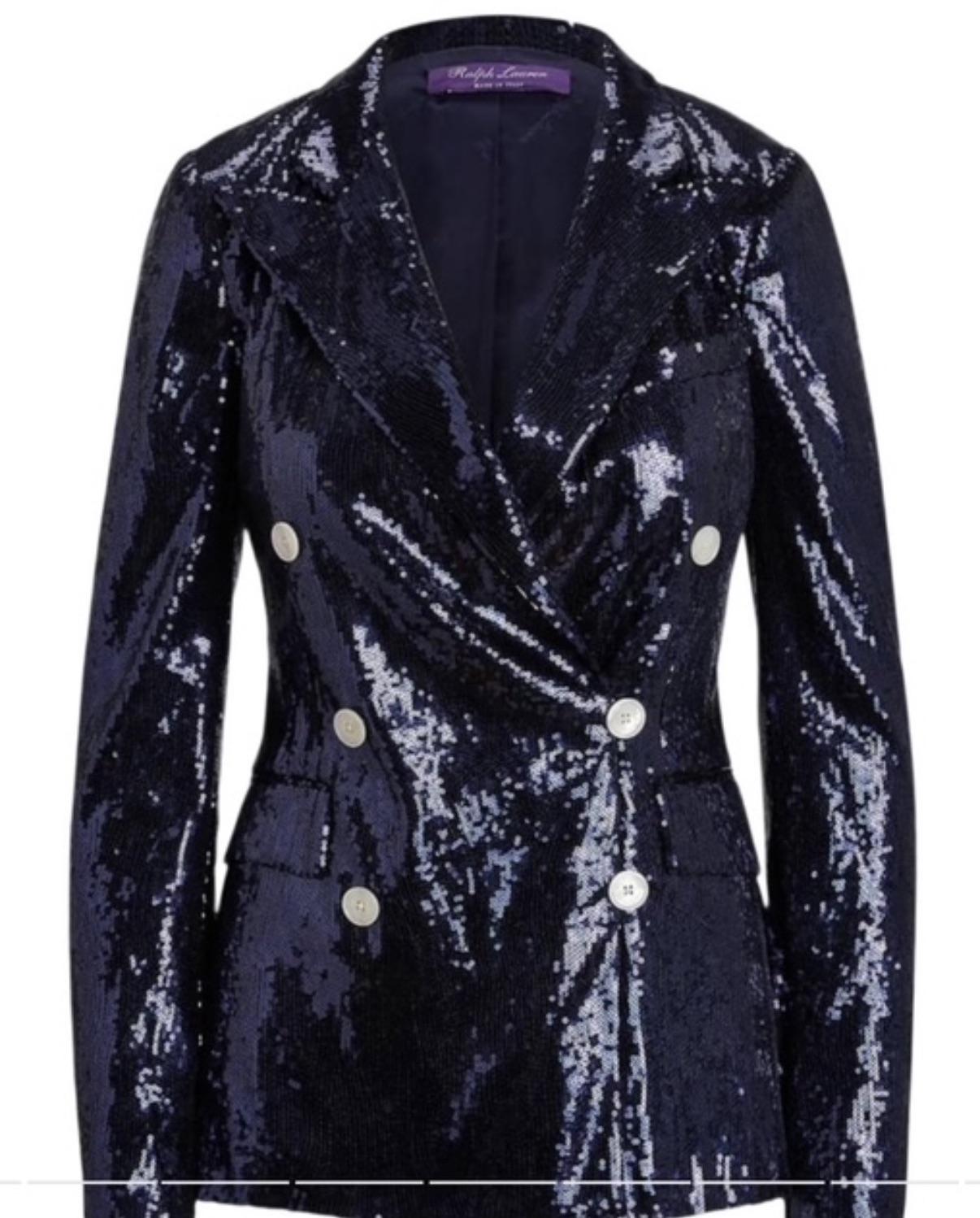 Ralph Lauren Collection Blue Sequin Camden Blazer