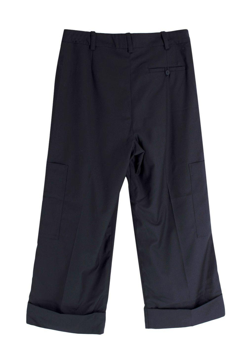 Serena Bute Navy Wool Tapered Cargo Trouser