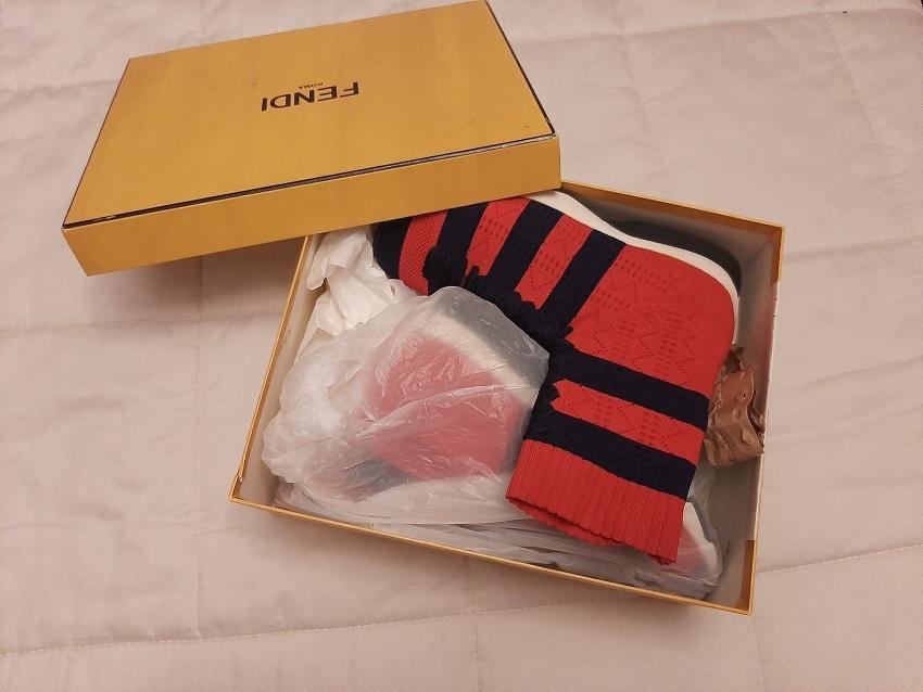 Fendi Red/ Blue Knit Socks Sneakers