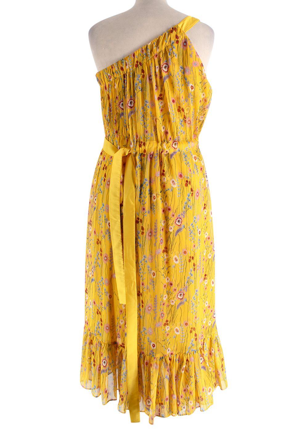 Alexis Pleated One-Shoulder Floral Dress
