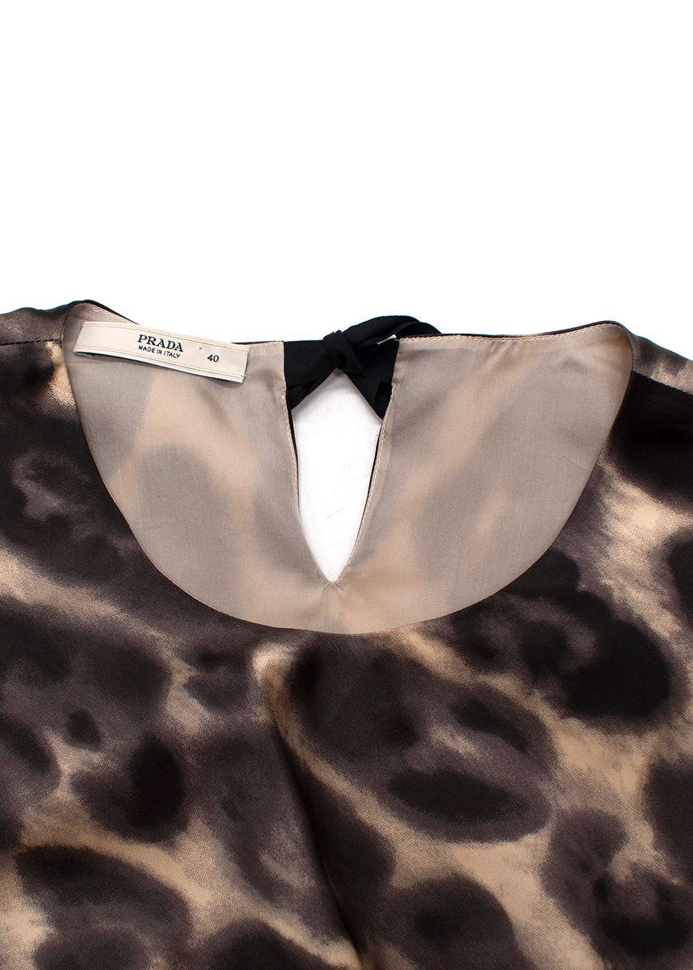 Prada Brown Leopard Print Silk Top