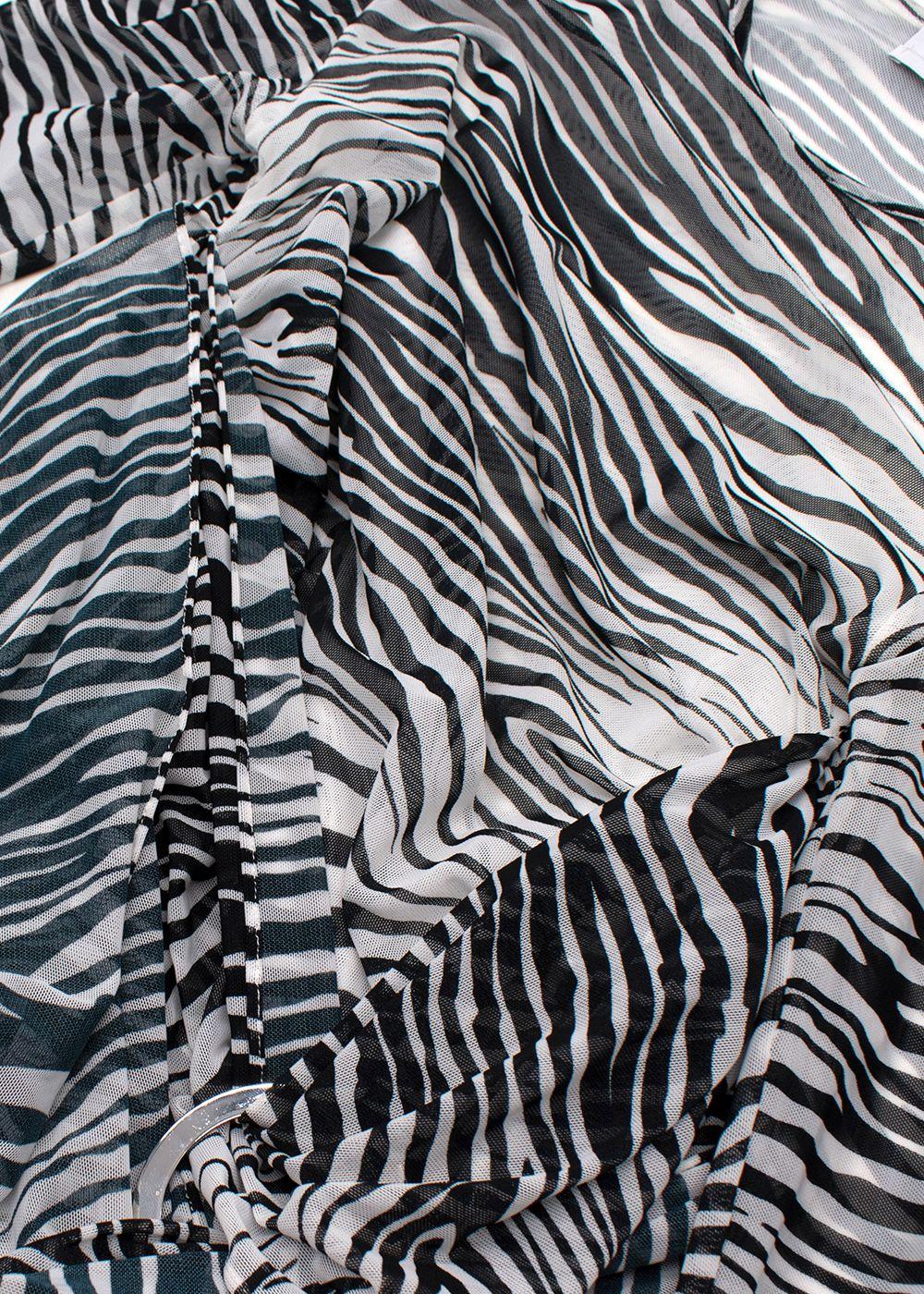 The Attico Zebra Print Mesh Mini Dress