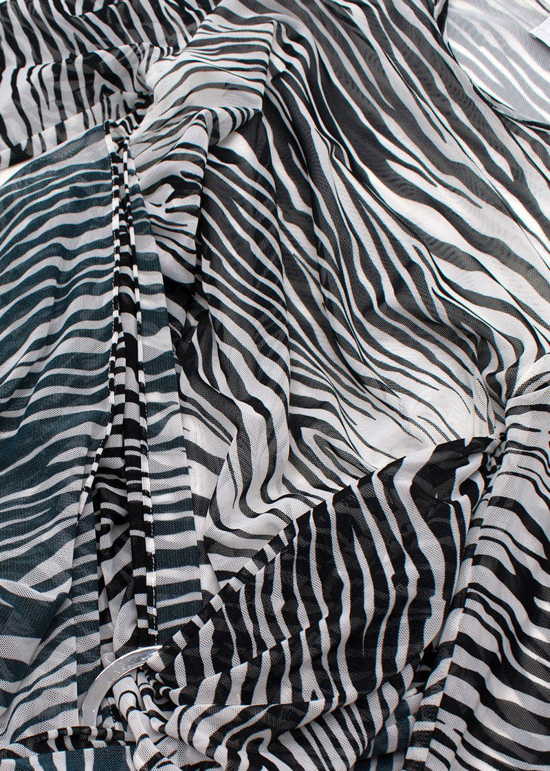 The Attico Zebra Print Mesh Mini Dress