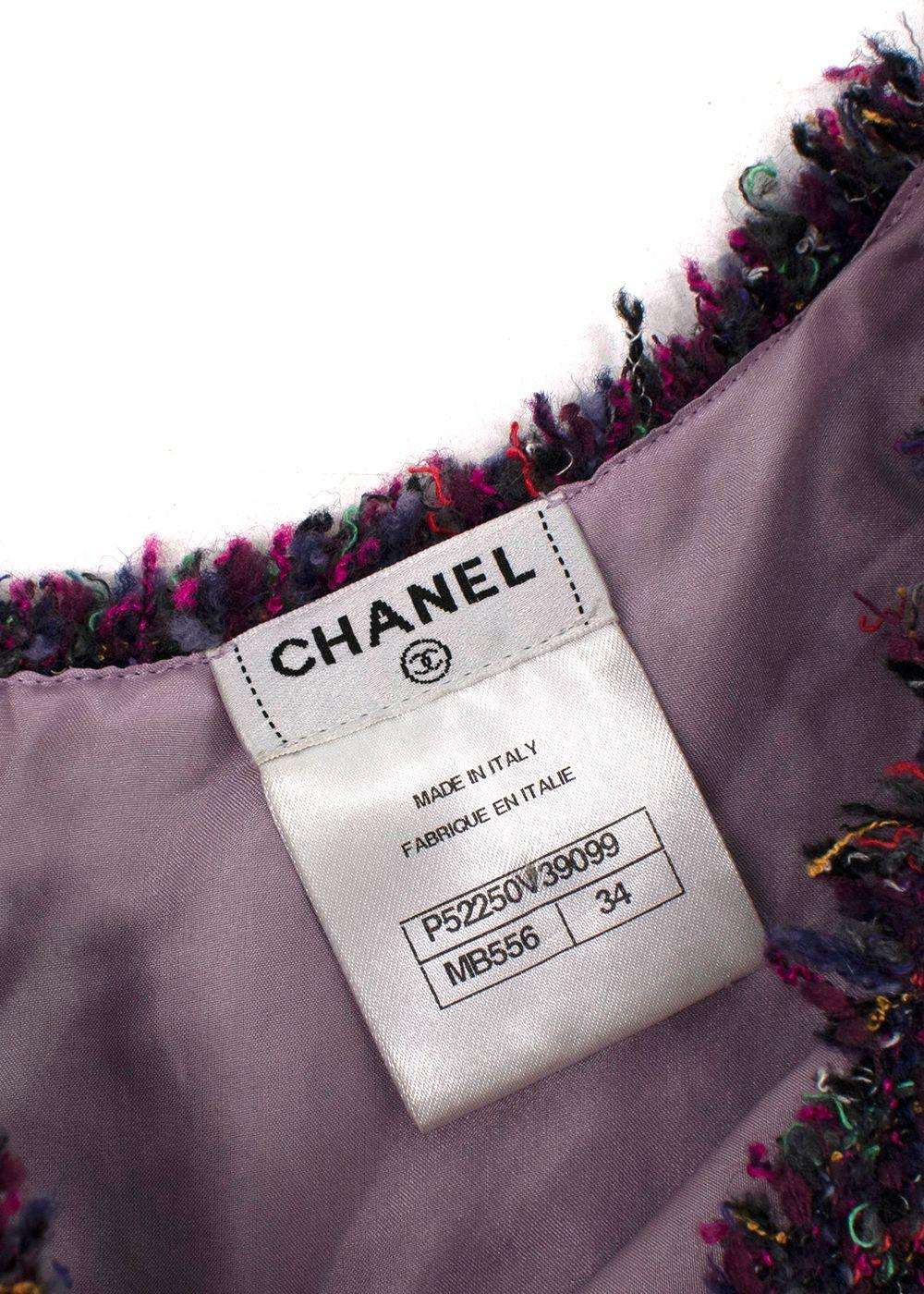 Chanel Purple Tweed Long Sleeve Peplum Top