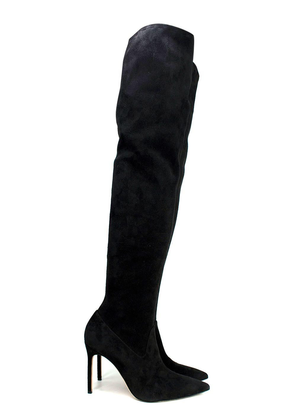 Manolo Blahnik Black Pascalarhi Suede Thigh High Boots