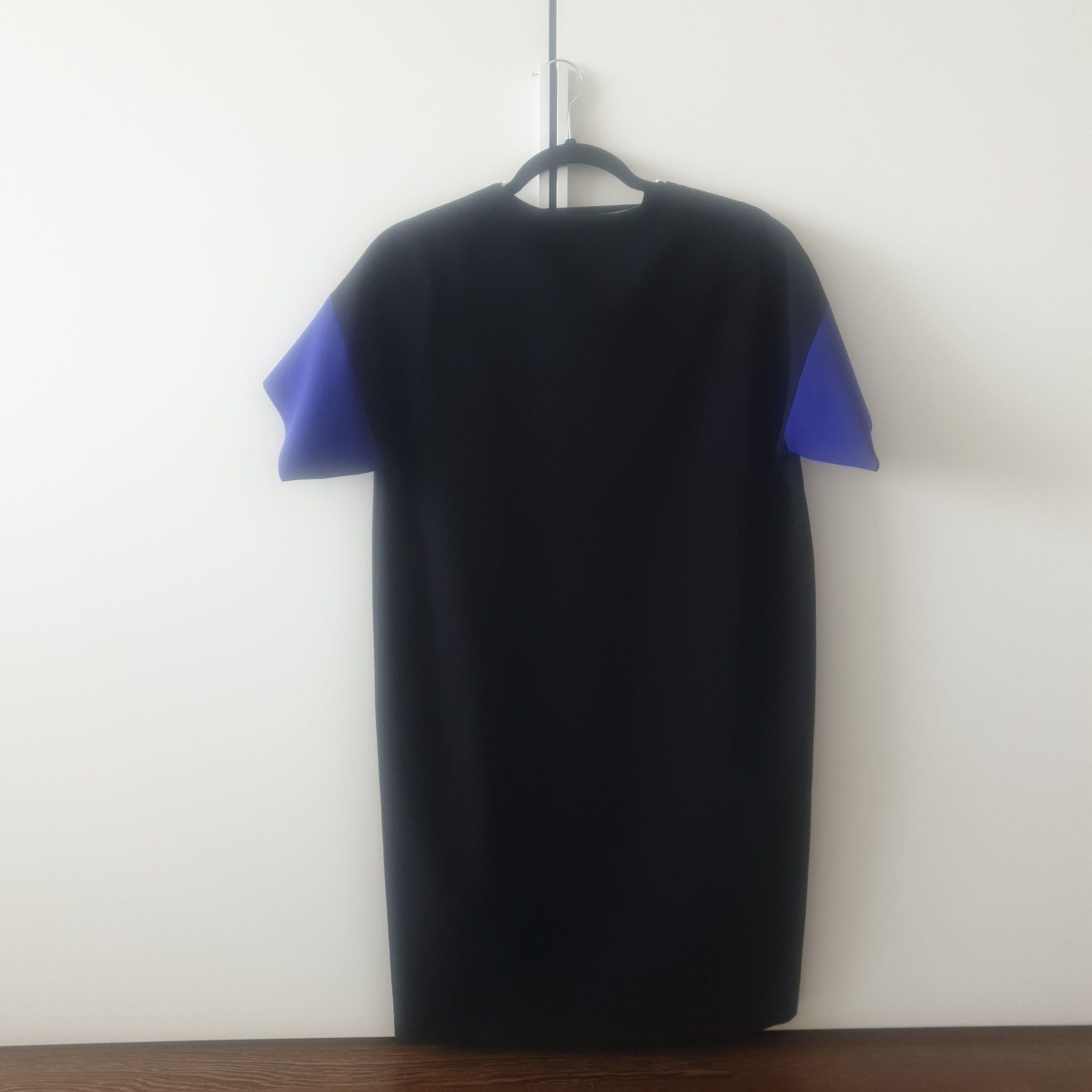 Black & Blue Asymmetric Zip Dress