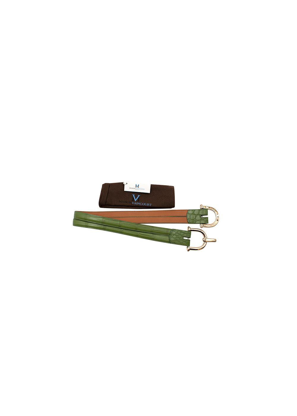 Green Crocodile Waist Belt - Size 75