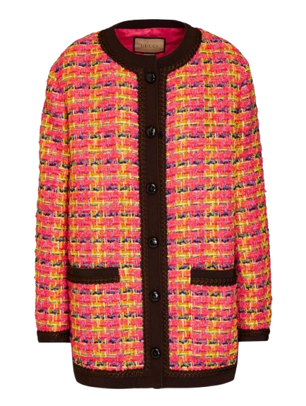 Gucci Pink Tweed Longline Jacket