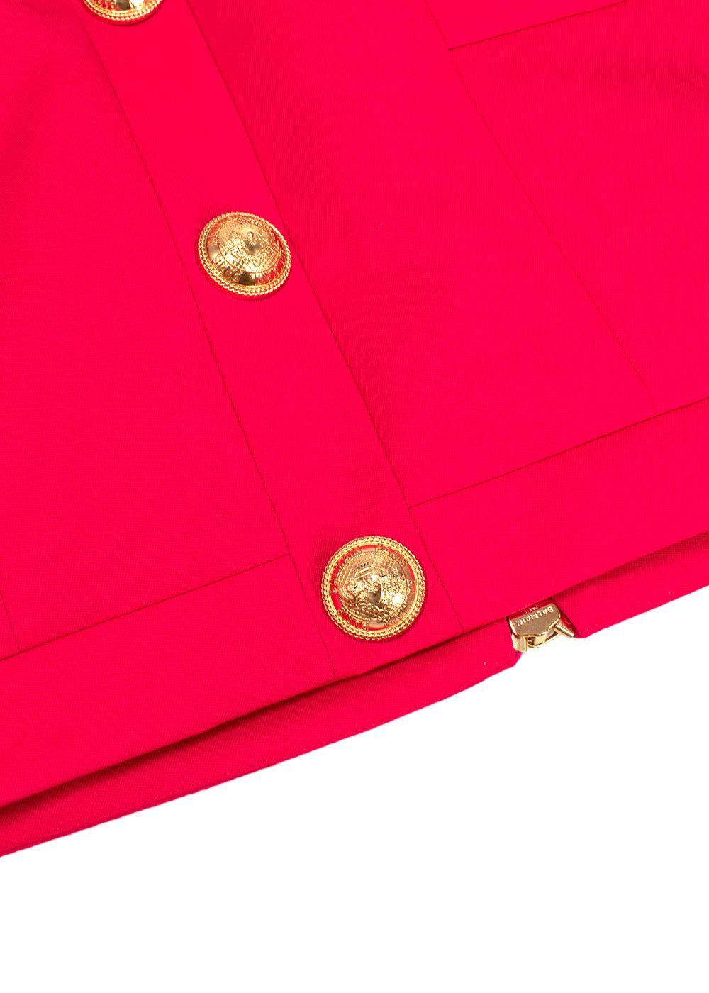 Hot Pink High Waist Grain De Poudre Wool Pencil Skirt