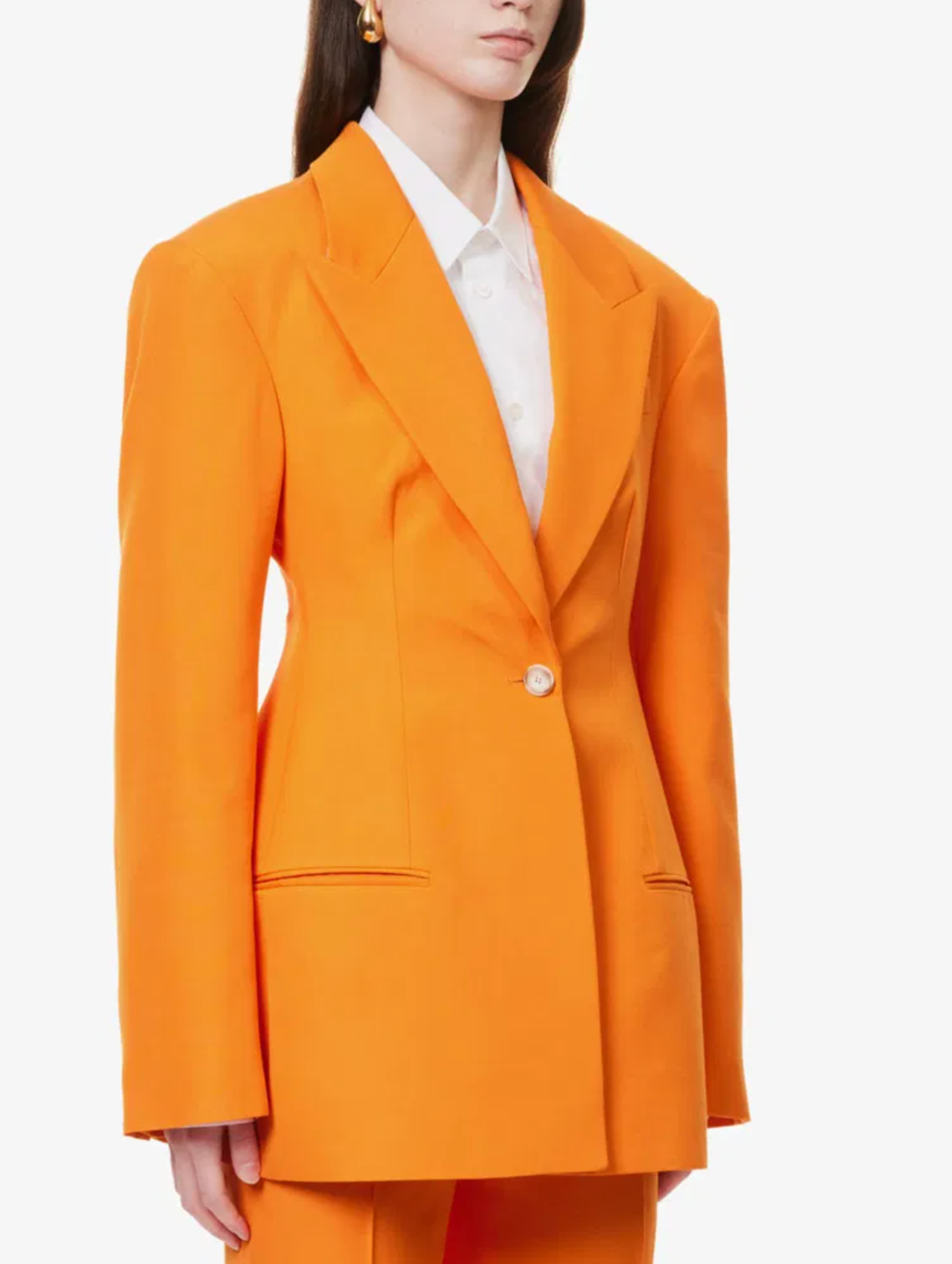 Stella McCartney Peak-Lapel Padded-Shoulder Woven Blazer