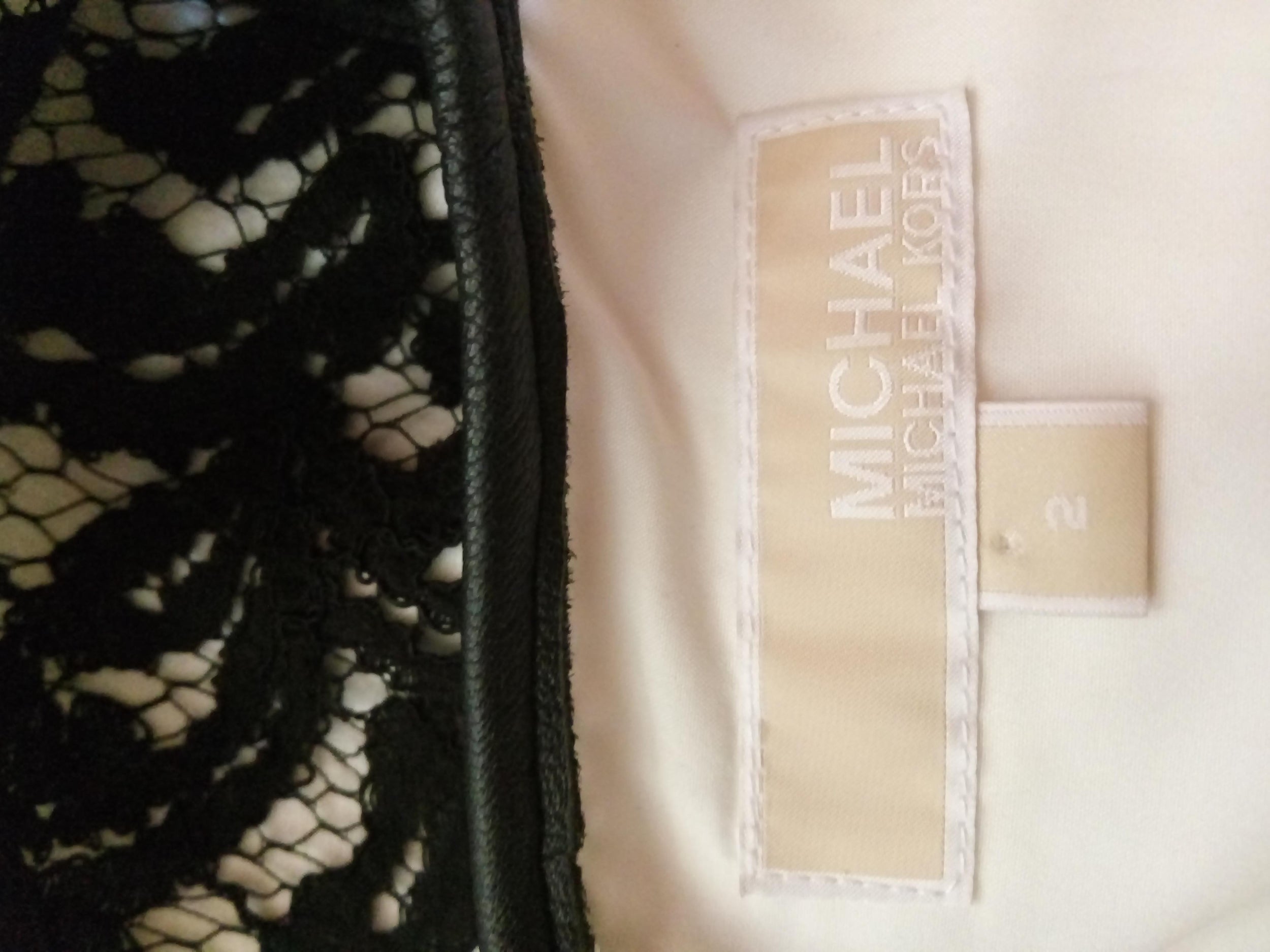 Michael Kors lamb leather trimmed lace dress