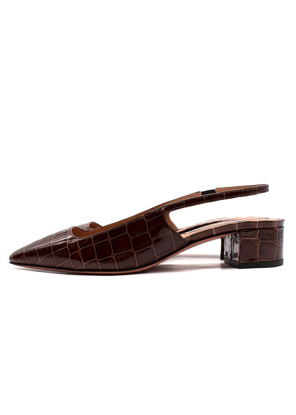 Aquazurra Ginza 35 Croc-Effect Slingback Pumps