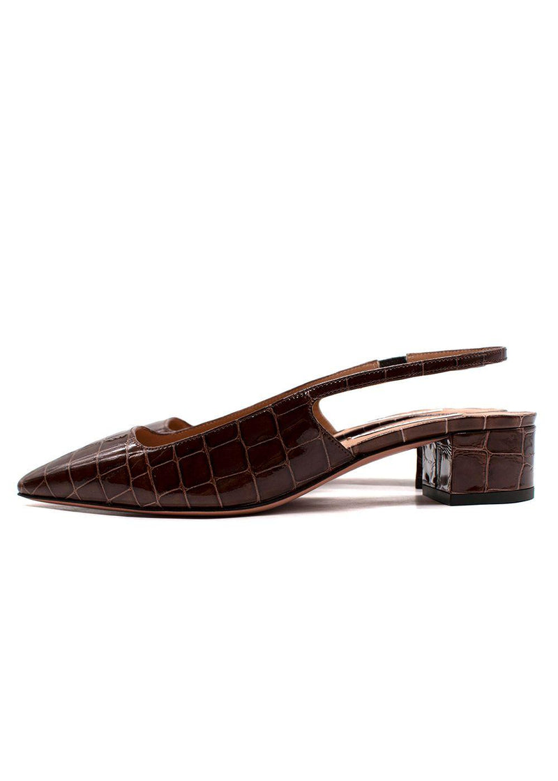 Aquazurra Ginza 35 Croc-Effect Slingback Pumps