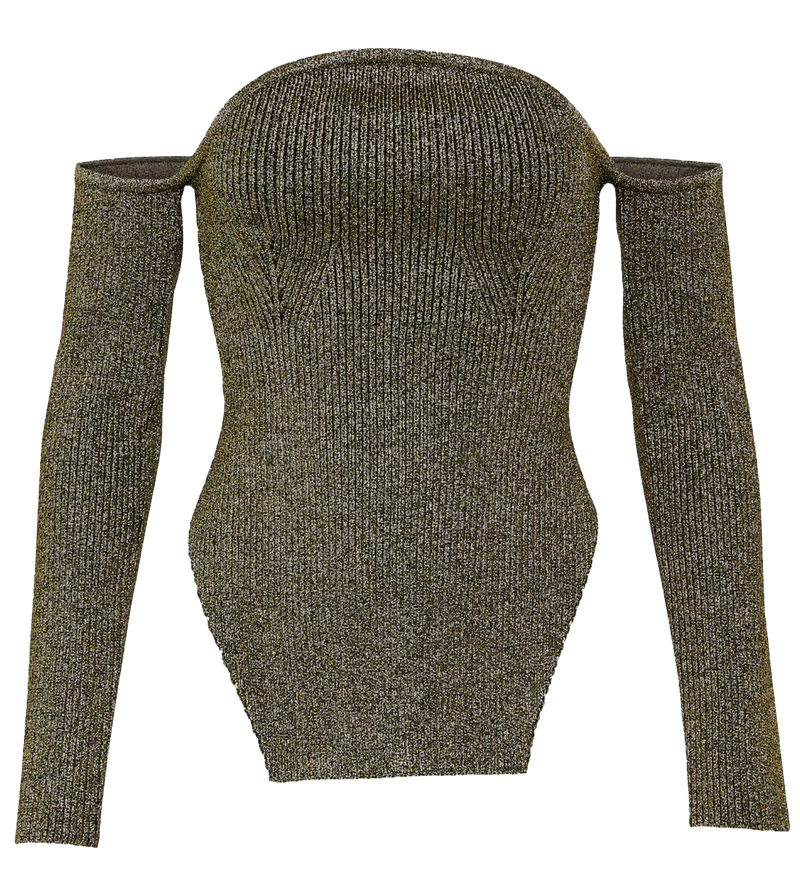 Khaite MARIA LS BARDOT SWEATER XS GOLD 917