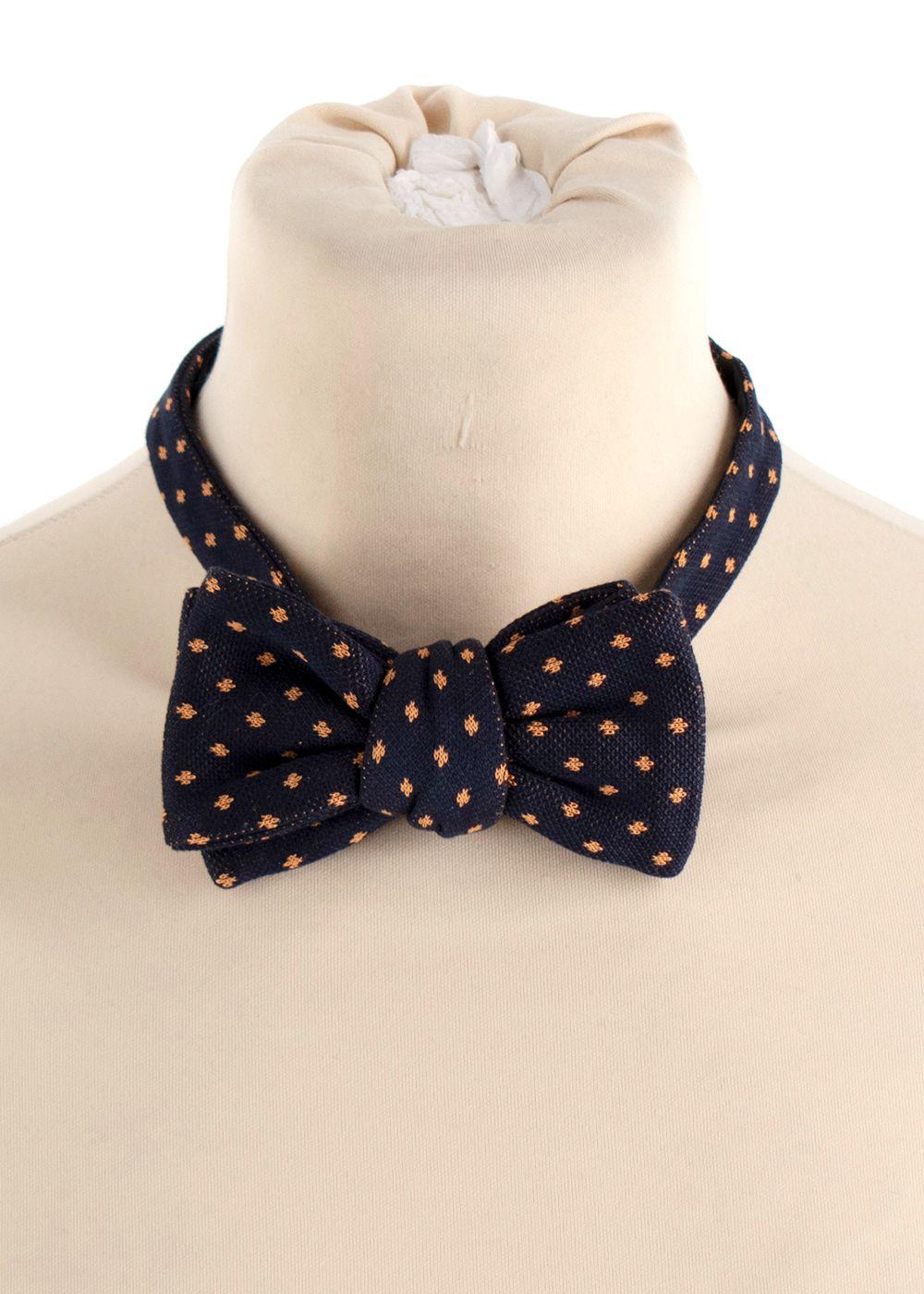 Gucci Navy Orange Pattern Bow Tie