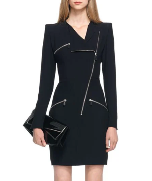 Alexander McQueen Black Dress with Silver Zips