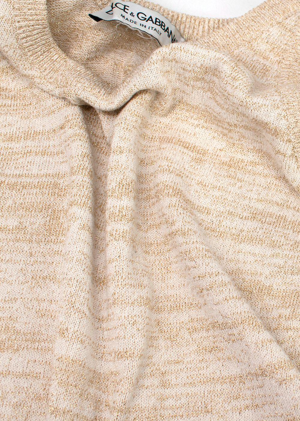 Dolce & Gabbana Golden Beige Cotton-blend Top