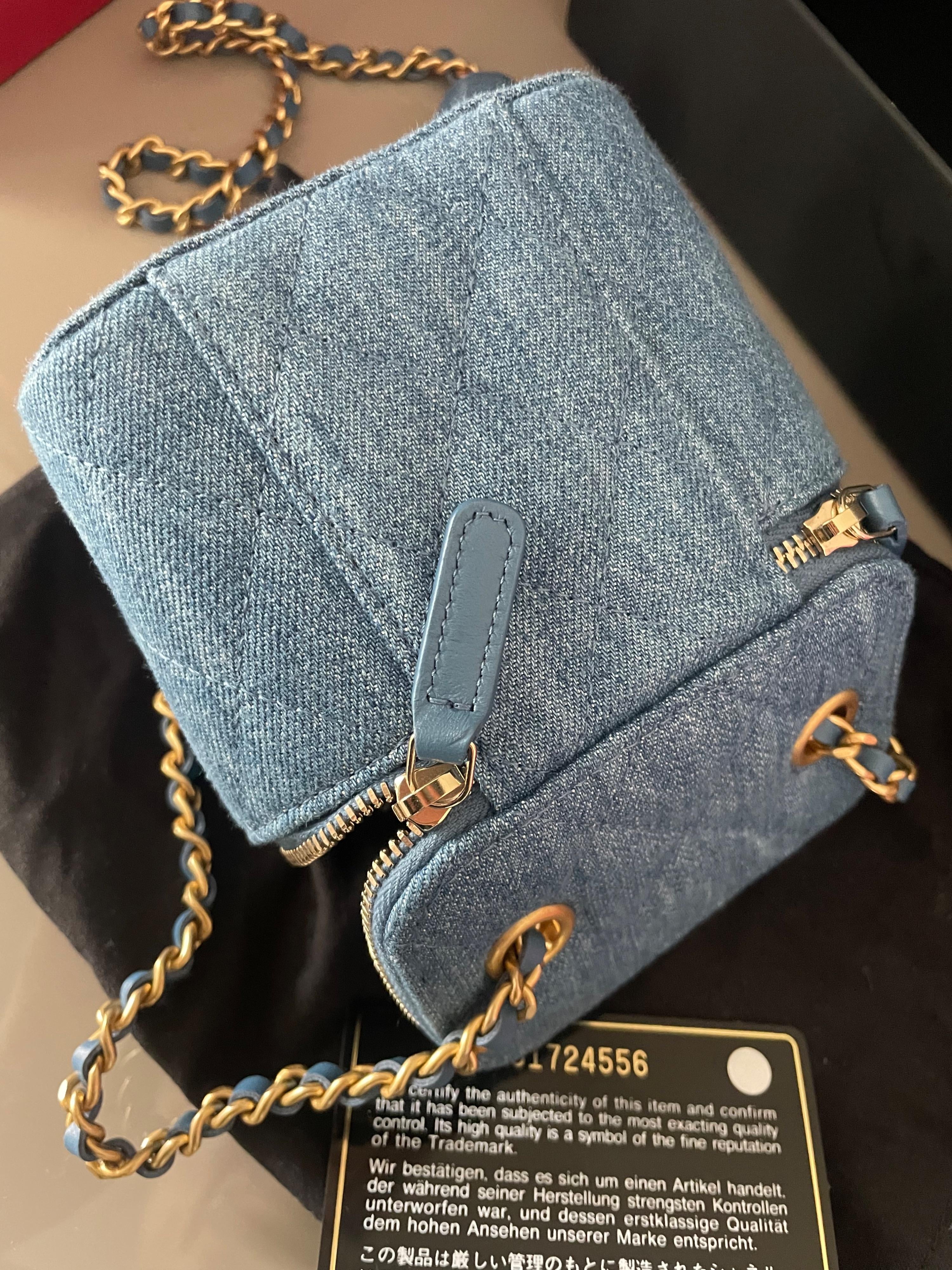 Chanel Blue Denim Coco Crush Vanity Bag