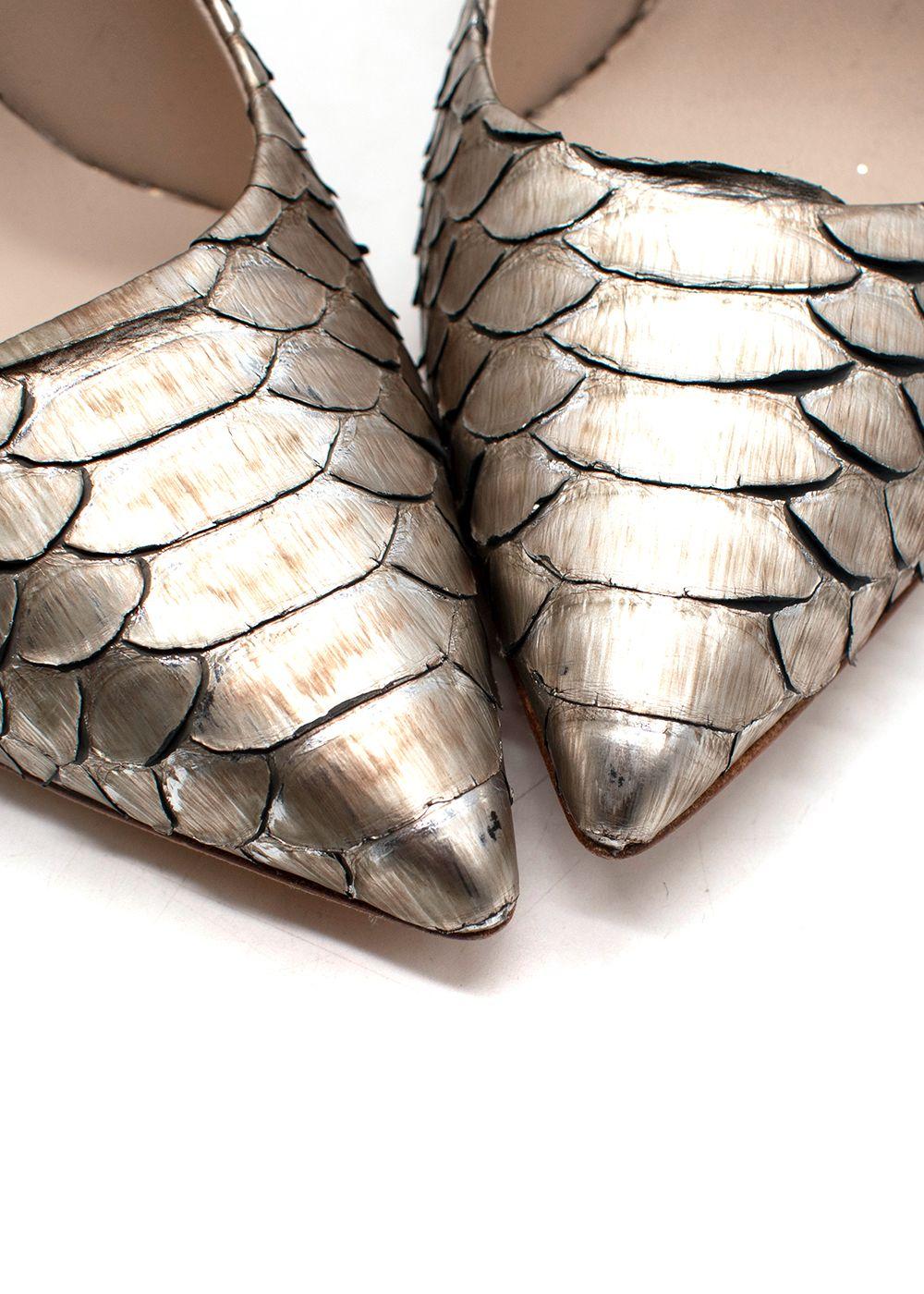 Ralph & Russo Gold Antique Python Leather Heels
