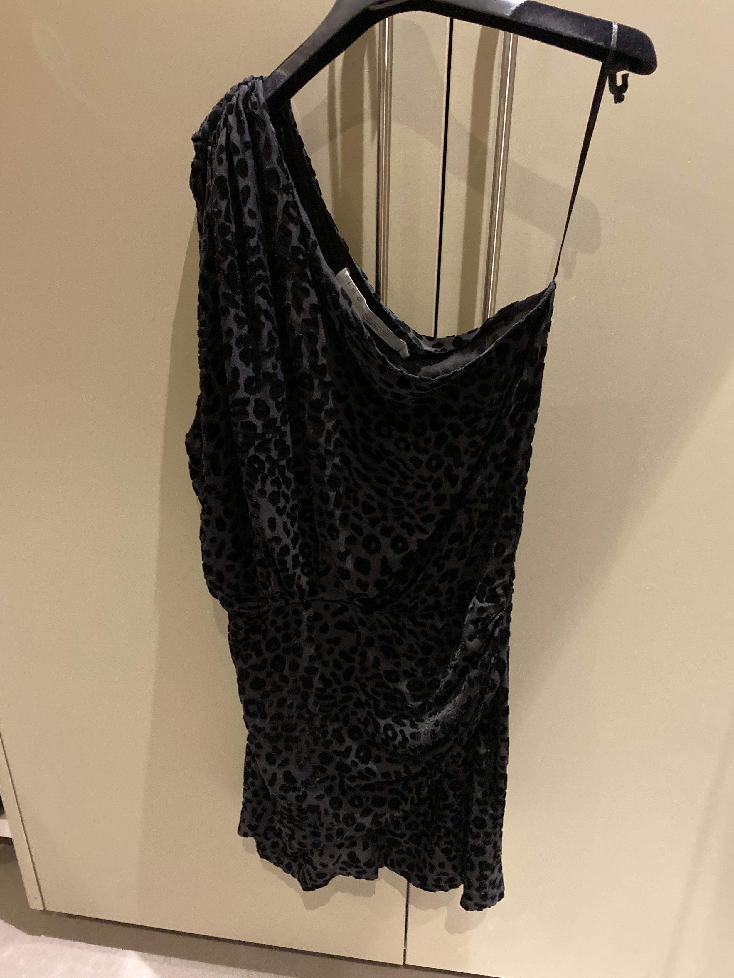 Moon One-shoulder Velvet Devore Mini Dress