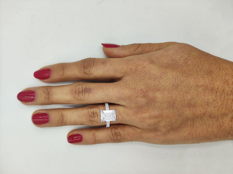 Verde 5ct IGI Certified Lab Grown Solitaire Emerald Cut Diamond Ring