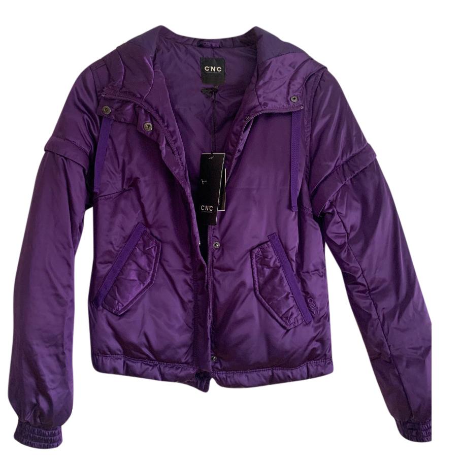 NEW Costume National CNC Purple Satin Hooded Bomber