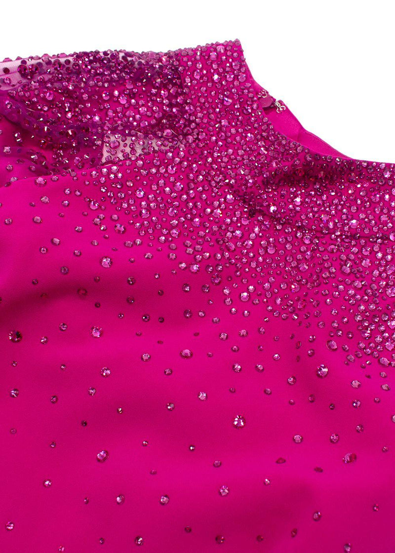 Jenny Packham Hot Pink Limelight Crystal Embellished Gown