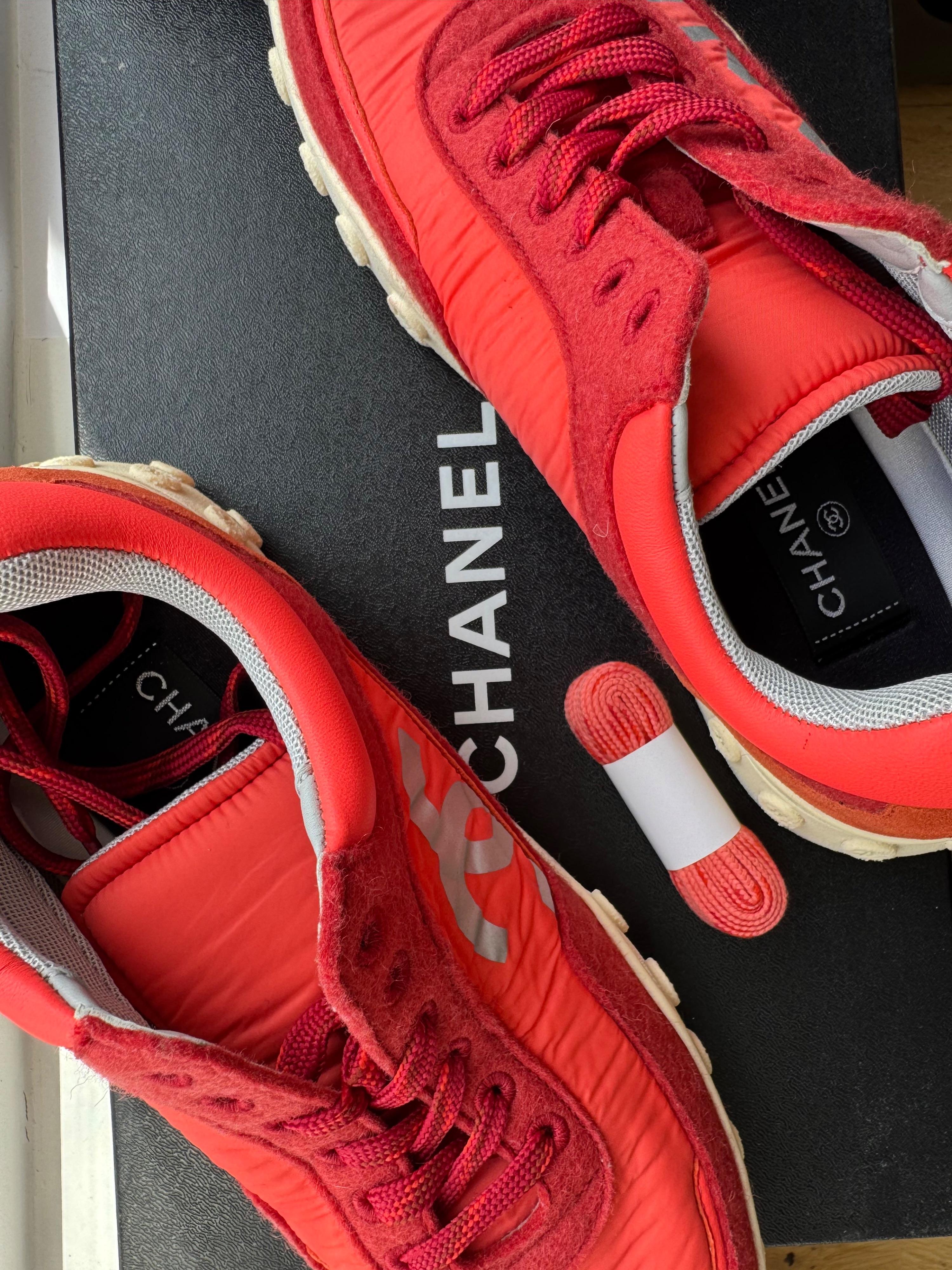 Chanel Red Lowtop Sneakers