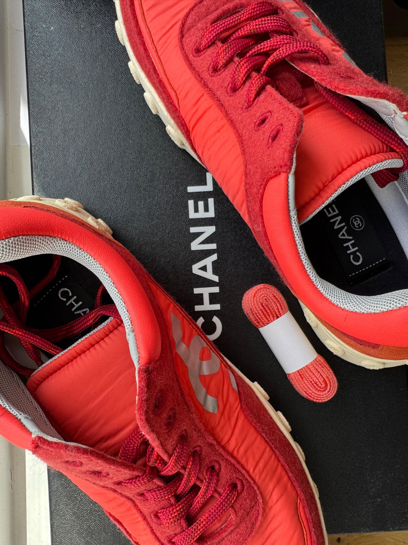 Chanel Red Lowtop Sneakers