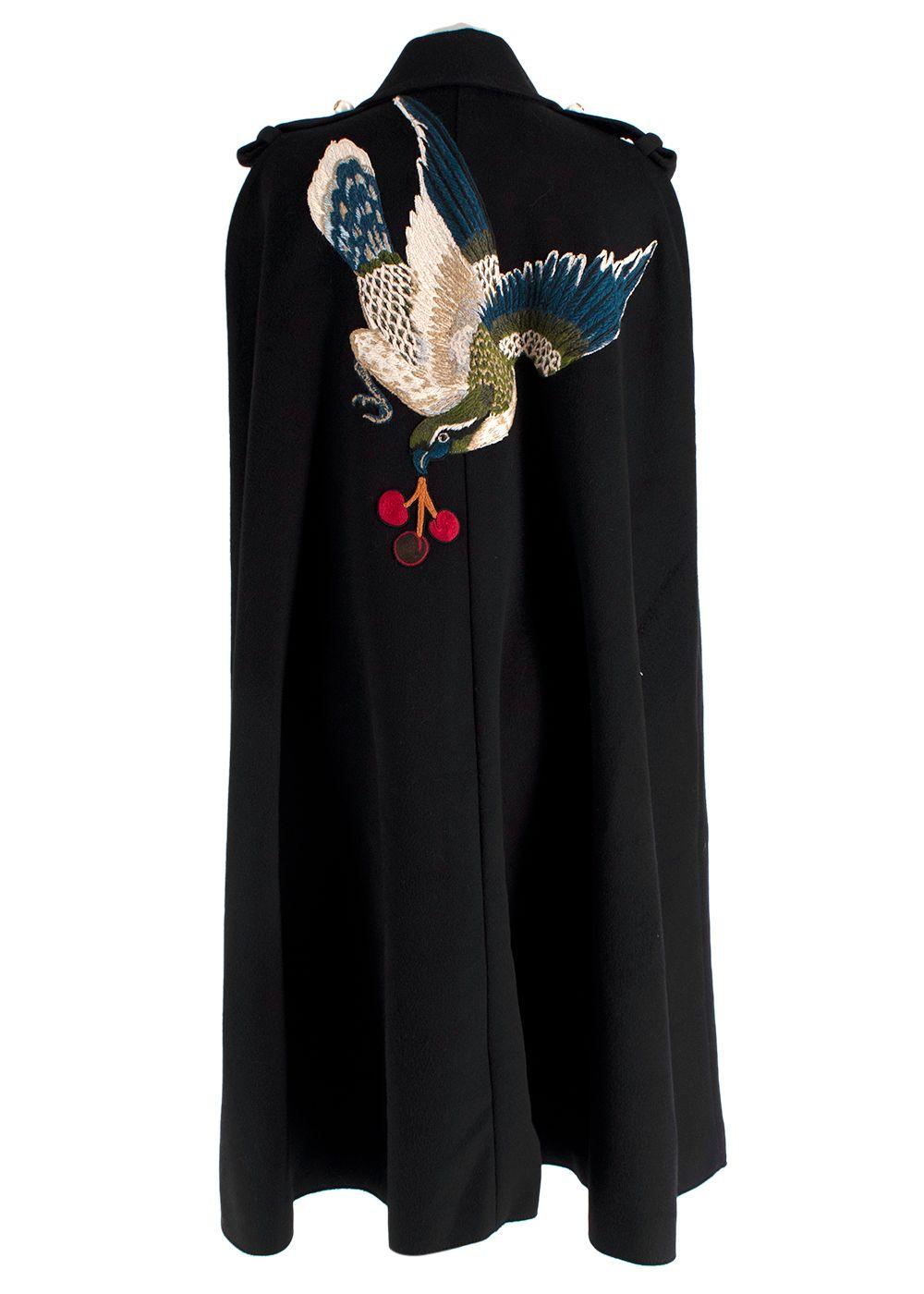 Gucci Black Cape with Floral Embroidery