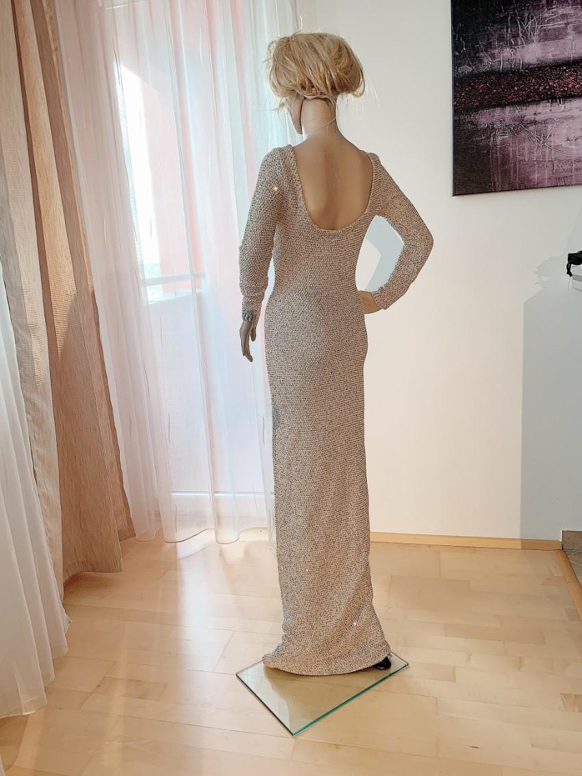 Oscar De La renta sequin embellished gold gown