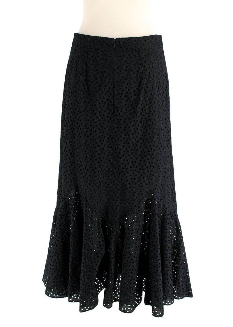 RAEY Black Broidery Anglaise Midi Skirt