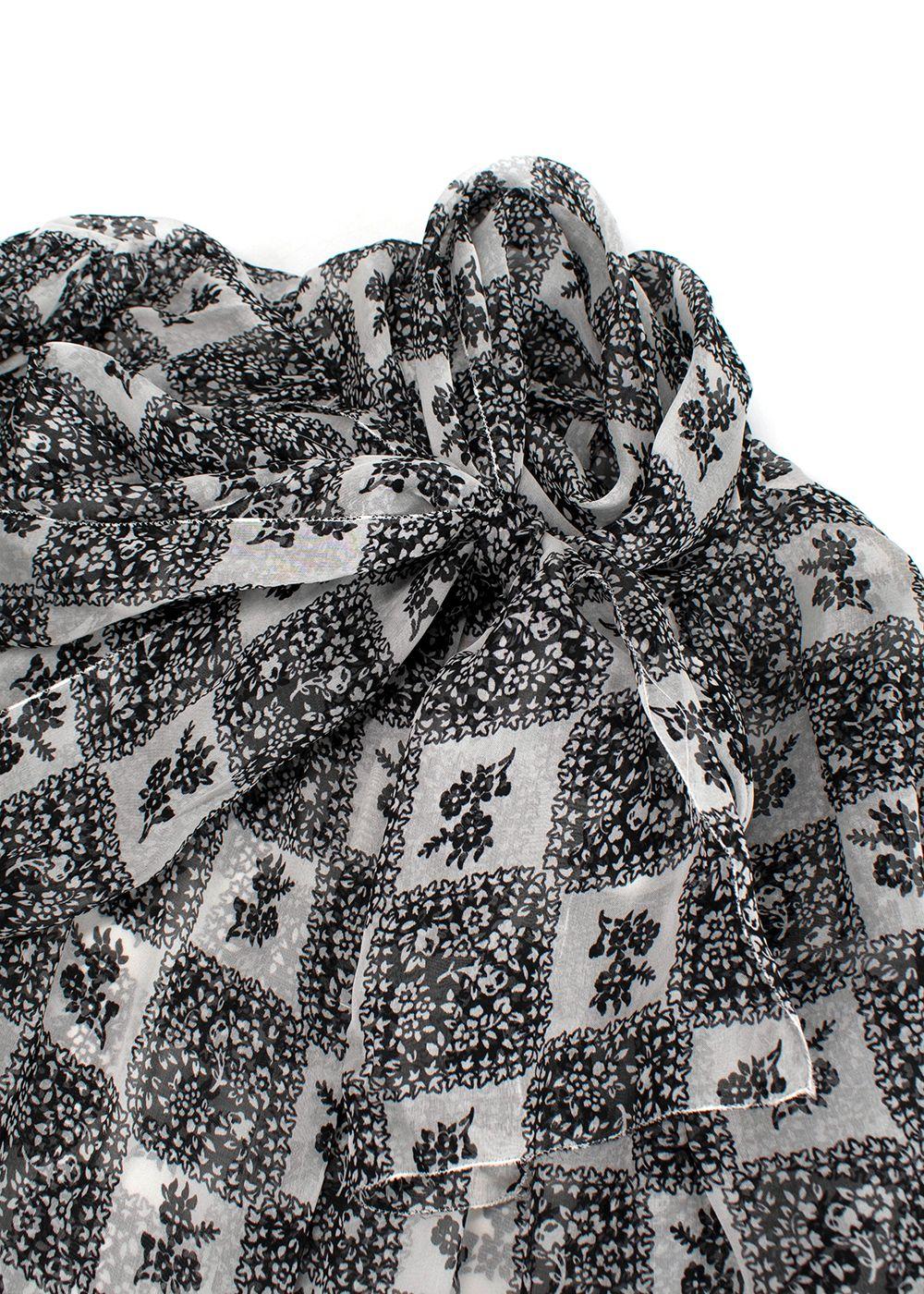 Dolce & Gabbana White and Black Sheer Silk Blouse